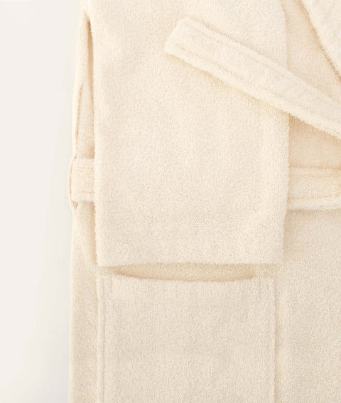 Koza Home Likya 100% Cotton Cream Dowry Bathrobe Set of 2 1 Bathrobe 1 Towel 1053A L-XL