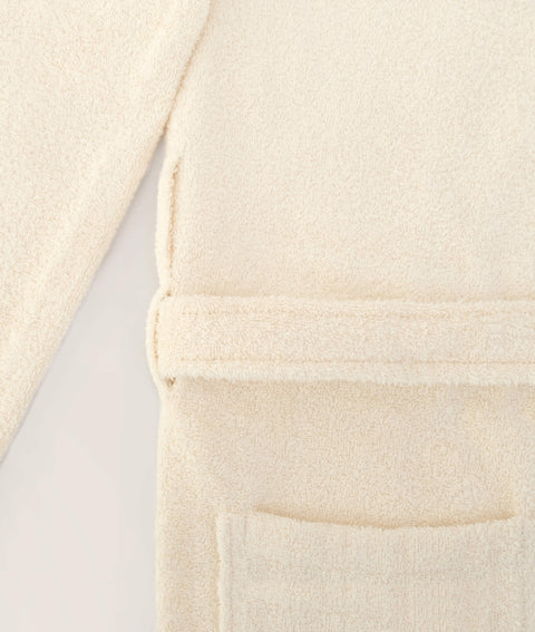 Koza Home Likya 100% Cotton Cream Dowry Bathrobe Set of 2 1 Bathrobe 1 Towel 1053A L-XL