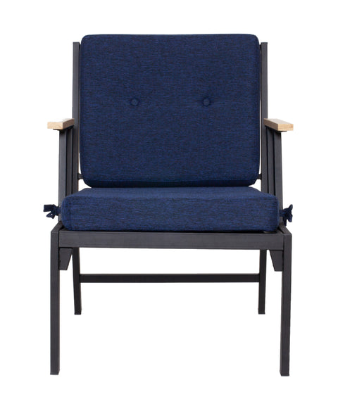 Koza Home Mist Navy Blue Single Garden Chair Black Skeleton 6004 Single