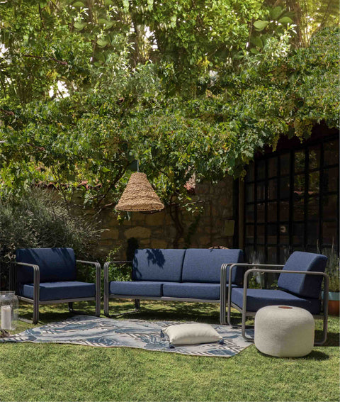 Koza Home Nea Single Navy Blue Garden Chair Anthracite Frame 7004 Single