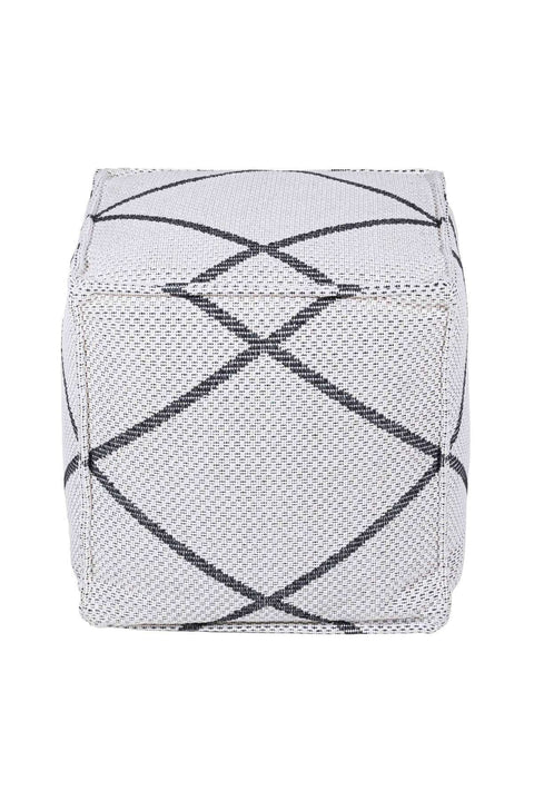 Koza Home Keyf Beige Black Pouf P58582A 50 x 50