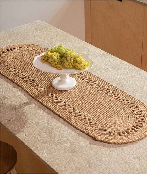 Koza Home Cesta American Service Handmade Cotton Natural Jute Knitted Decorative Runner 37x136cm 9025 37 x 136