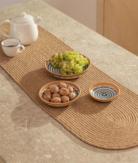 Koza Home Cesta American Service Handmade Cotton Natural Jute Knitted Plain Runner 37x136cm 9029 37 x 136