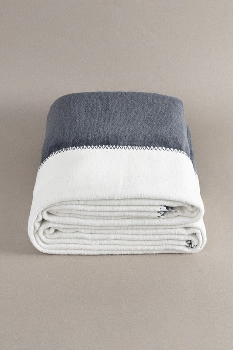 Koza Home Twin Blanket Soft Cotton Single Blanket Anthracite Cream 150 x 200 5014A Single