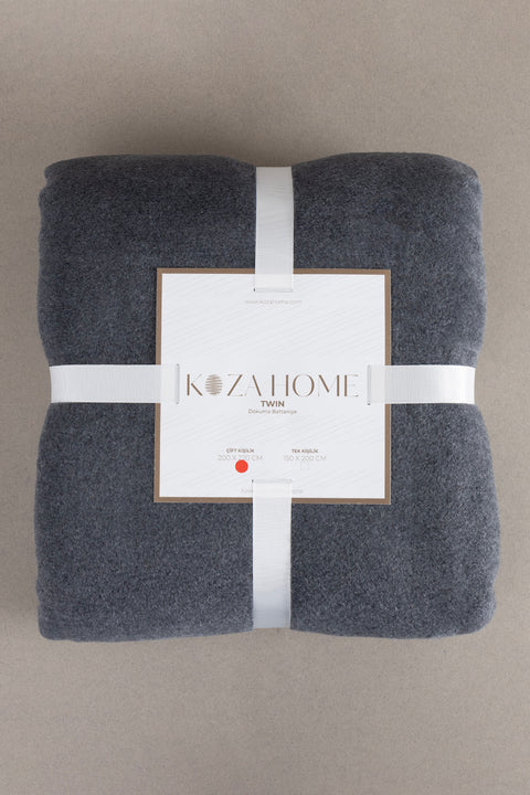 Koza Home Twin Blanket Soft Cotton Double Blanket Anthracite Cream 200 x 220 5013A Double