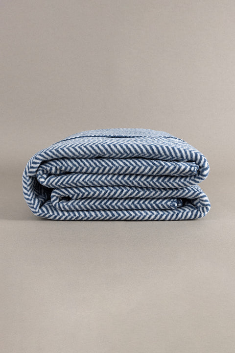 Koza Home Twin Blanket Soft Cotton Single Blanket Blue Cream 150 x 200 5015A Single