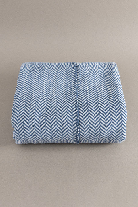 Koza Home Twin Blanket Soft Cotton Single Blanket Blue Cream 150 x 200 5015A Single