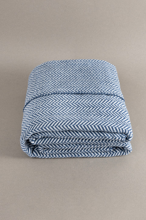 Koza Home Twin Blanket Soft Cotton Single Blanket Blue Cream 150 x 200 5015A Single