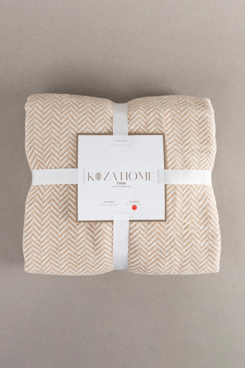Koza Home Twin Blanket Soft Cotton Single Blanket Coffee Cream 150 x 200 5016A Single