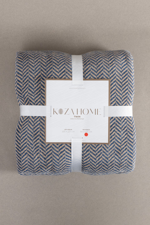 Koza Home Twin Blanket Soft Cotton Single Blanket Coffee Blue 150 x 200 5017A Single
