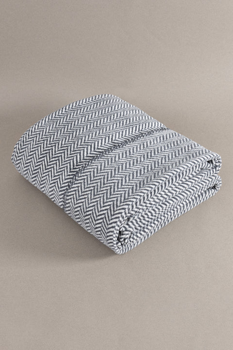 Koza Home Twin Blanket Soft Cotton Single Blanket Anthracite Cream 150 x 200 5018A Single
