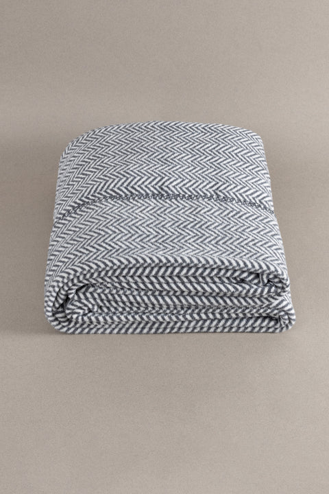 Koza Home Twin Blanket Soft Cotton Single Blanket Anthracite Cream 150 x 200 5018A Single