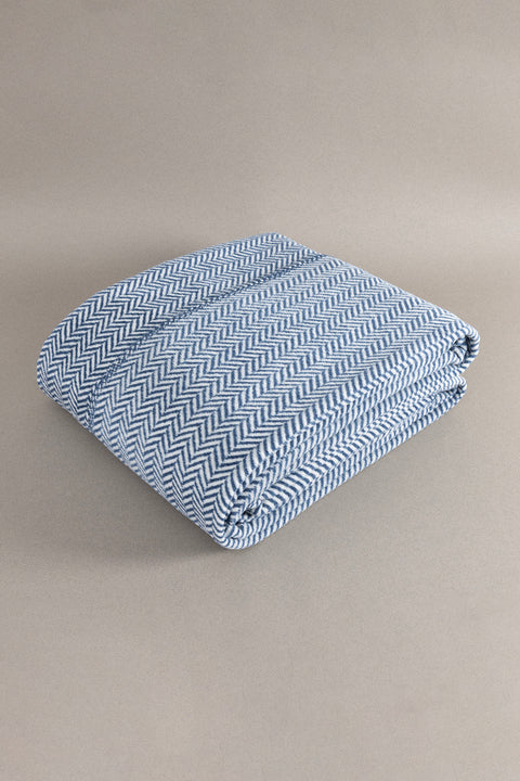 Koza Home Twin Blanket Soft Cotton Double Blanket Blue Cream 200 x 220 5019A Double