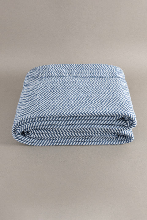 Koza Home Twin Blanket Soft Cotton Double Blanket Blue Cream 200 x 220 5019A Double