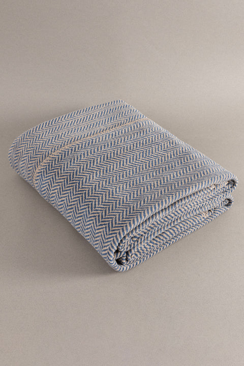 Koza Home Twin Blanket Soft Cotton Double Blanket Coffee Blue 200 x 220 5021A Double