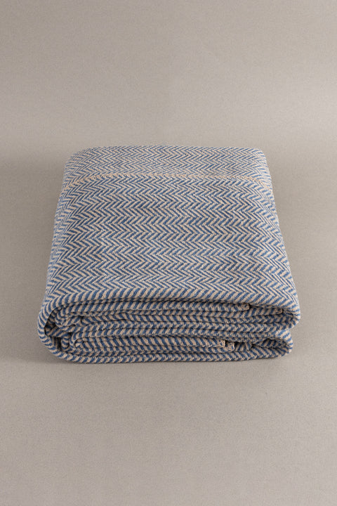 Koza Home Twin Blanket Soft Cotton Double Blanket Coffee Blue 200 x 220 5021A Double