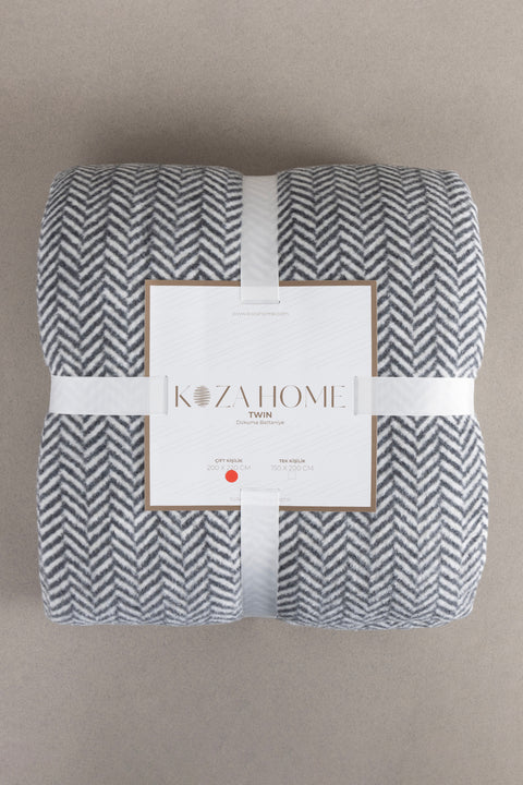 Koza Home Twin Blanket Soft Cotton Double Blanket Anthracite Cream 200 x 220 5022A Double