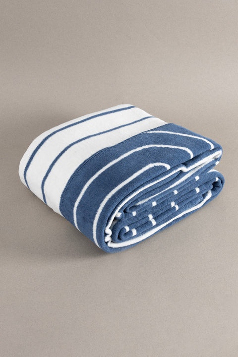 Koza Home Twin Blanket Soft Cotton Single Blanket Blue Cream 150 x 200 5023A Single