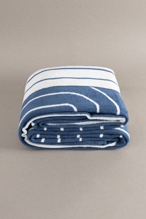 Koza Home Twin Blanket Soft Cotton Single Blanket Blue Cream 150 x 200 5023A Single