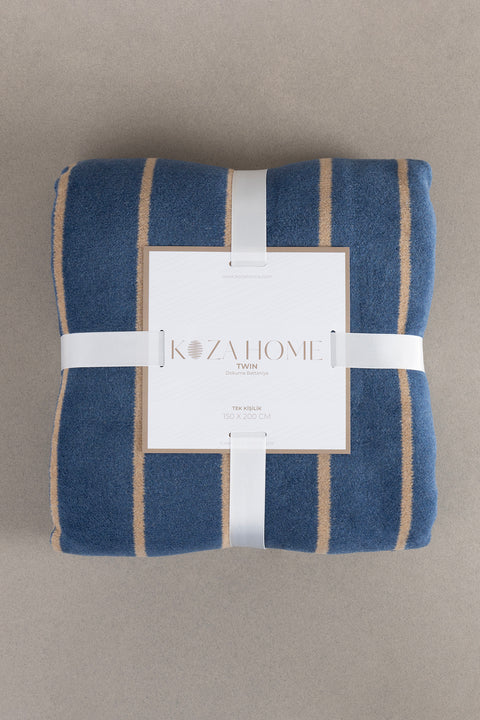 Koza Home Twin Blanket Soft Cotton Single Blanket Coffee Blue 150 x 200 5025A Single