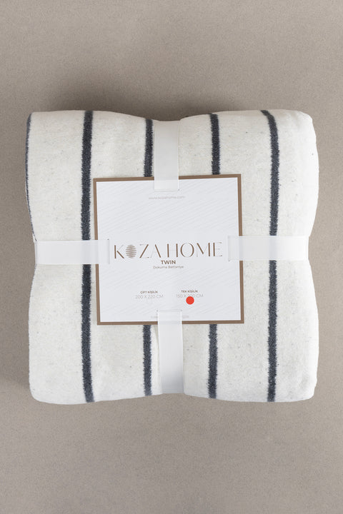 Koza Home Twin Blanket Soft Cotton Single Blanket Anthracite Cream 150 x 200 5026A Single