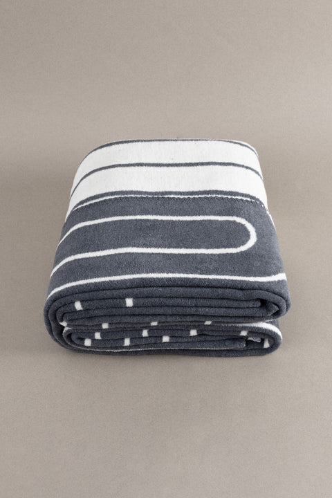 Koza Home Twin Blanket Soft Cotton Single Blanket Anthracite Cream 150 x 200 5026A Single