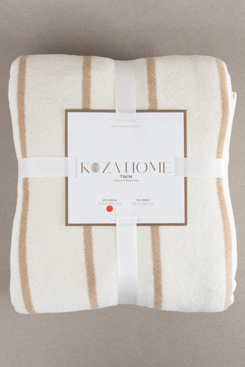 Koza Home Twin Blanket Soft Cotton Double Blanket Coffee Cream 200 x 220 5028A Double