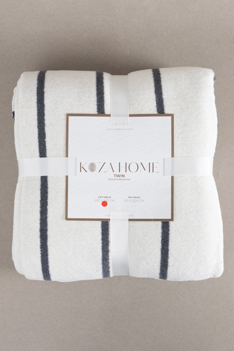 Koza Home Twin Blanket Soft Cotton Double Blanket Anthracite Cream 200 x 220 5030A Double