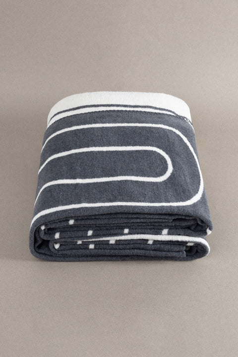 Koza Home Twin Blanket Soft Cotton Double Blanket Anthracite Cream 200 x 220 5030A Double