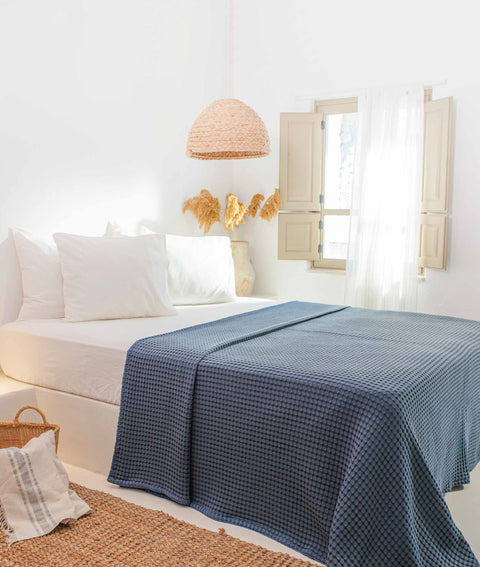 Koza Home Mare 100% Cotton Blue Waffle Blanket Double 230x245 7500A Double