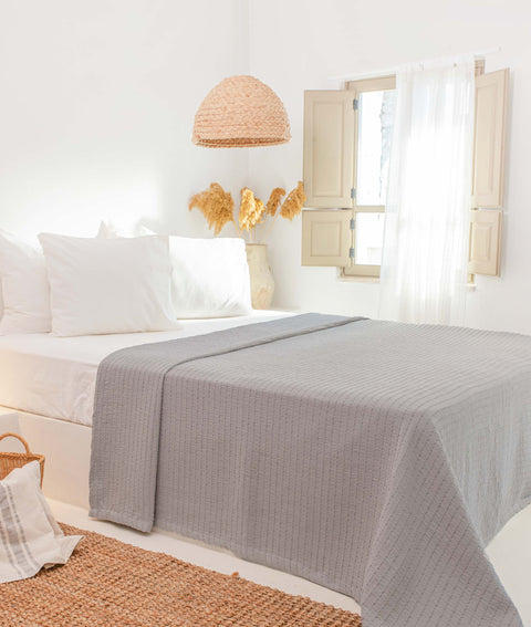 Koza Home Freya Muslin 100% Cotton Gray Pique Double 230x245 7503A Double