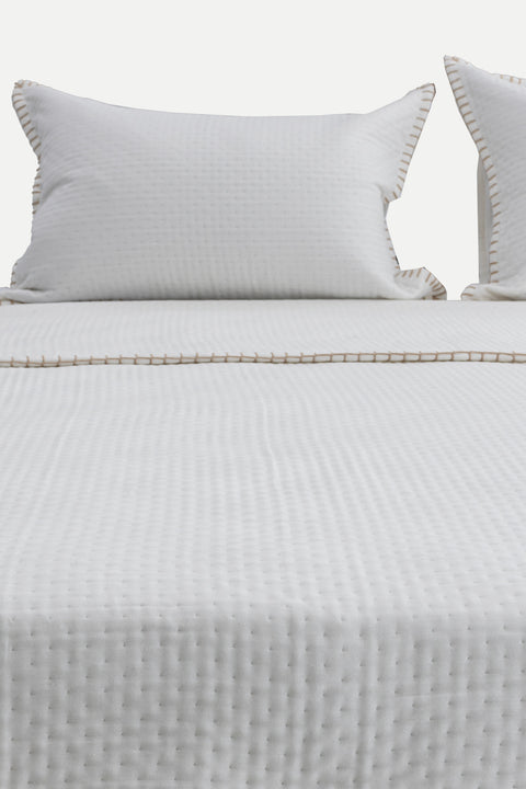 Koza Home Patara White Multi-Purpose 100% Cotton Double Bedspread 240x250 7505A Double