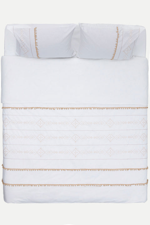 Koza Home Farayla Ethnic Patterned Dark Beige 100% Cotton Double Duvet Cover Set 200x220 7511A Double