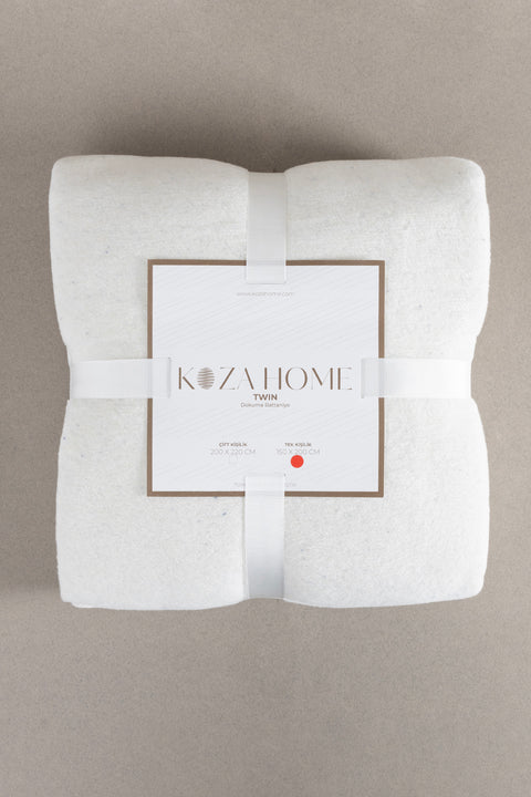 Koza Home Twin Soft Cotton Single Blanket Blue Cream 150 x 200 5005A Single