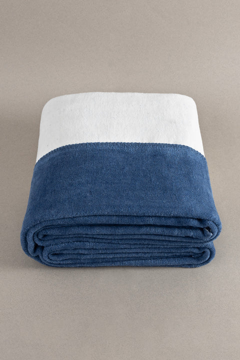 Koza Home Twin Soft Cotton Single Blanket Blue Cream 150 x 200 5005A Single