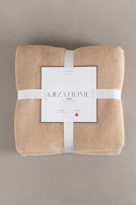 Koza Home Twin Soft Cotton Single Blanket Coffee Blue 150 x 200 5008A Single