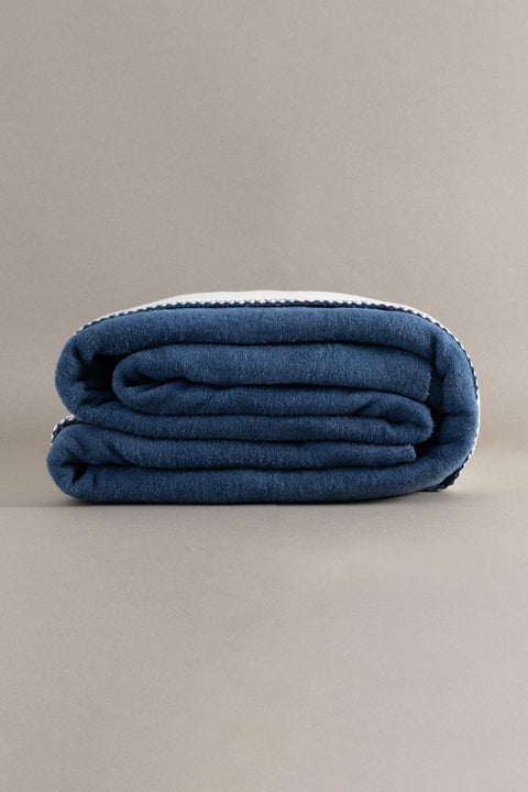 Koza Home Twin Soft Cotton Double Blanket Blue Cream 200 x 220 5009A Double