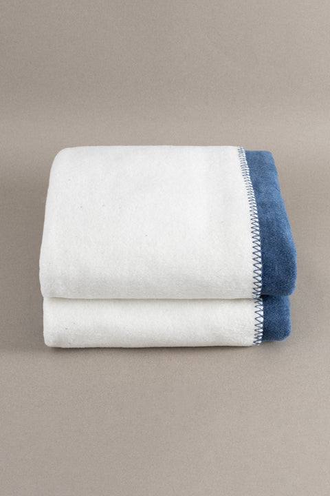 Koza Home Twin Soft Cotton Double Blanket Blue Cream 200 x 220 5009A Double