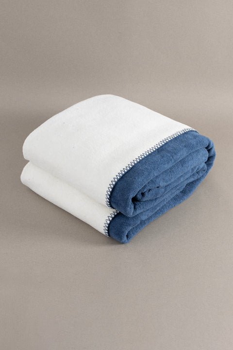 Koza Home Twin Soft Cotton Double Blanket Blue Cream 200 x 220 5009A Double