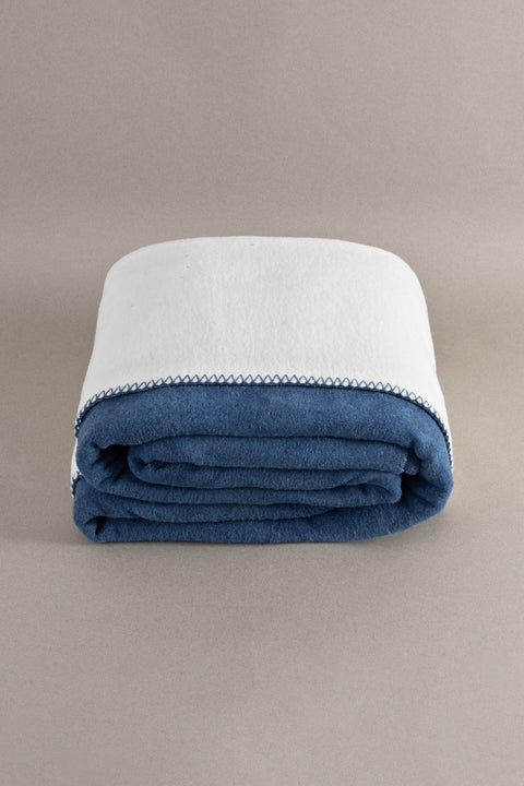 Koza Home Twin Soft Cotton Double Blanket Blue Cream 200 x 220 5009A Double