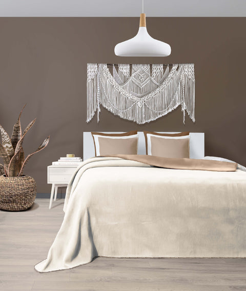 Koza Home Twin Soft Cotton Double Blanket Coffee Cream 200 x 220 5010A Double