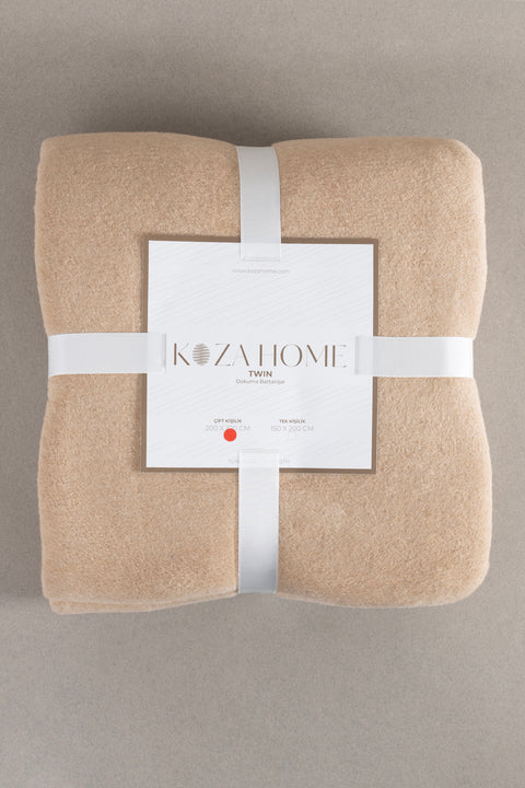 Koza Home Twin Soft Cotton Double Blanket Coffee Cream 200 x 220 5010A Double