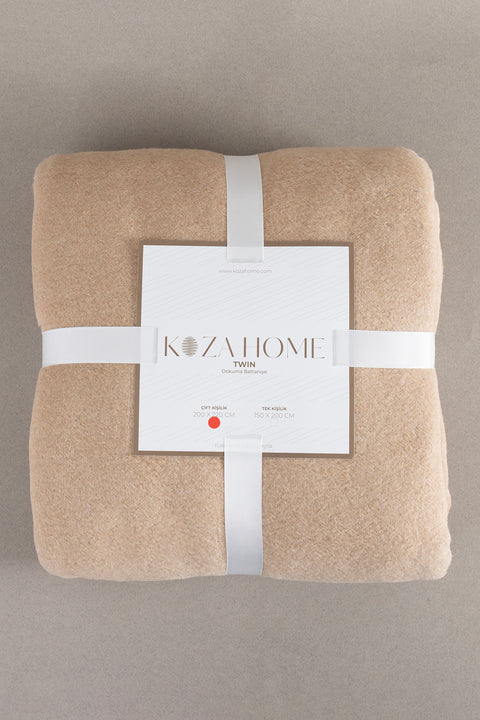 Koza Home Twin Soft Cotton Double Blanket Coffee Blue 200 x 220 5012A Double