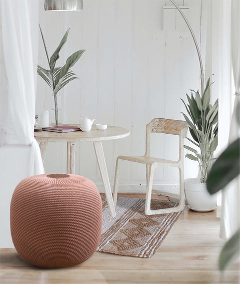 Koza Home Fluffy Knitted Pouf Salmon 8004 50 x 50