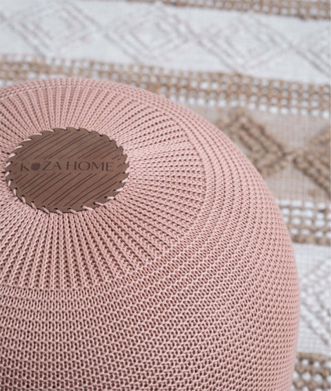 Koza Home Fluffy Knitted Pouf Salmon 8004 50 x 50