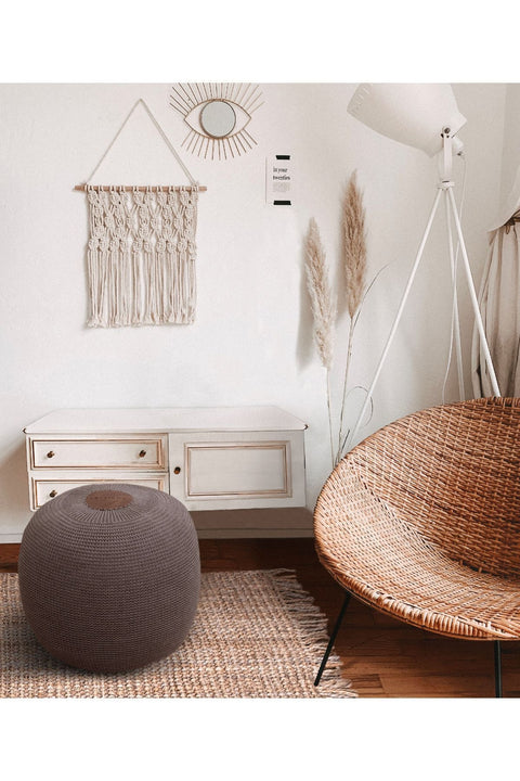 Koza Home Fluffy Knitted Pouf Brown 8006 50 x 50