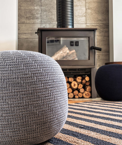 Koza Home Fluffy Knitted Pouf Gray 8007 50 x 50
