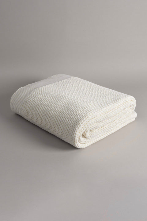 Koza Home Miel Cream Double Blanket with Pom Pom Edge 200x220 37100 Double