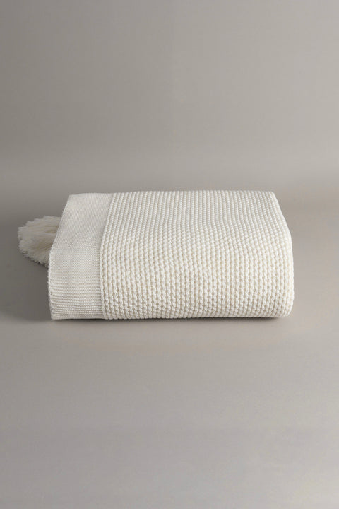 Koza Home Miel Cream Double Blanket with Pom Pom Edge 200x220 37100 Double