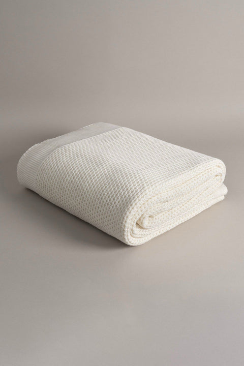 Koza Home Miel Cream Single Blanket with Pom Pom Edge 160 x 220 37101 Single